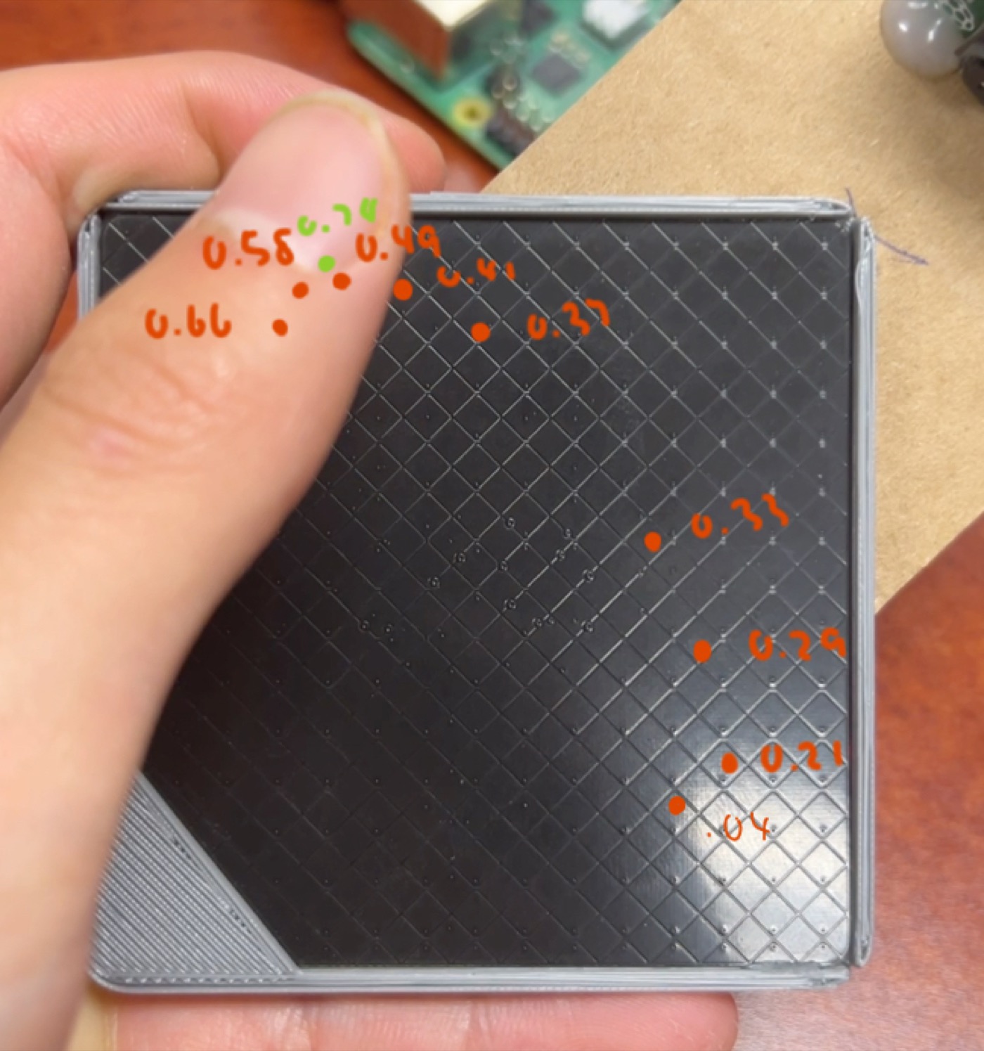 Trill Square annotated with interpolated position values along a swept path